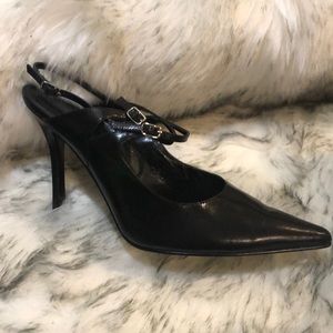 Colin Stuart black sling stilettos